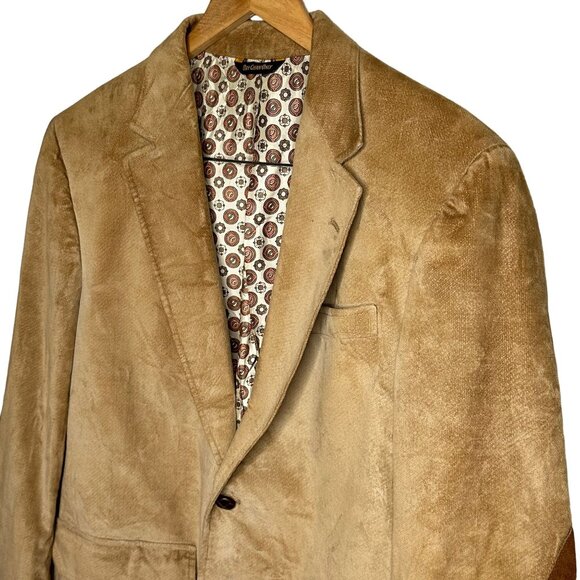 Vintage 70s Tan Corduroy Blazer 43R Elbow Patches Academiccore Jacket - Picture 3 of 10